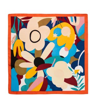 Шал JUNGLE в червено с многоцветен принт снимка