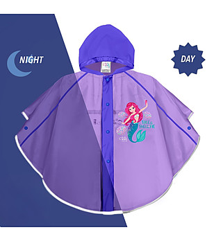 Детско лилаво пончо със светлоотразителен кант Mermaid 3–6 години снимка