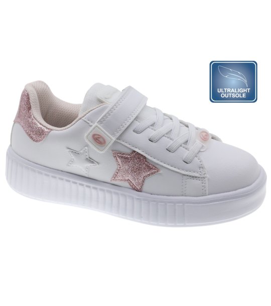 Ежедневни сникърси в бяло и розово с велкро и странична декорация снимка