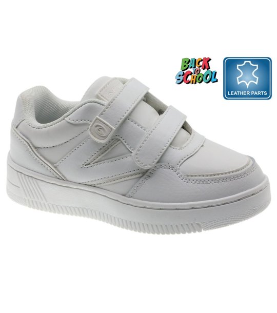 Бели ежедневни сникърси от еко кожа с велкро снимка