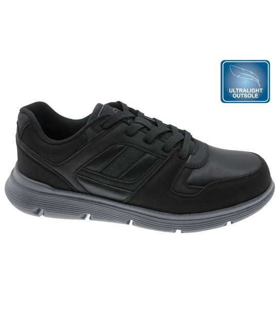 Мъжки черни маратонки с връзки и ултралека подметка снимка