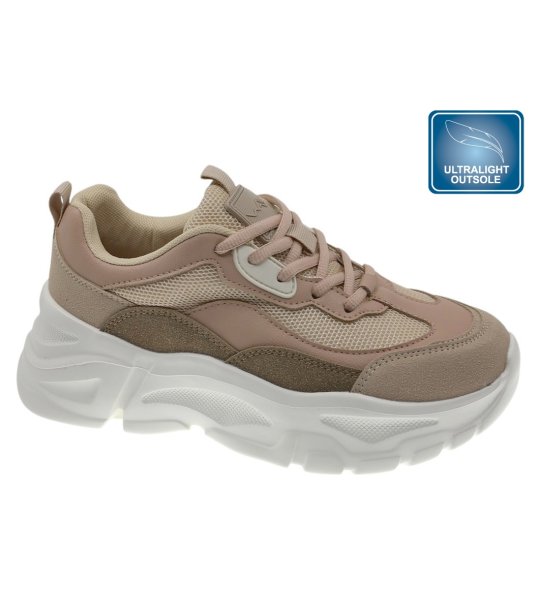 Розови дамски сникърси с връзки и ултралека подметка снимка