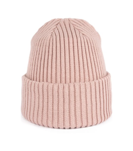 Светлорозова детска шапка с подгъв снимка