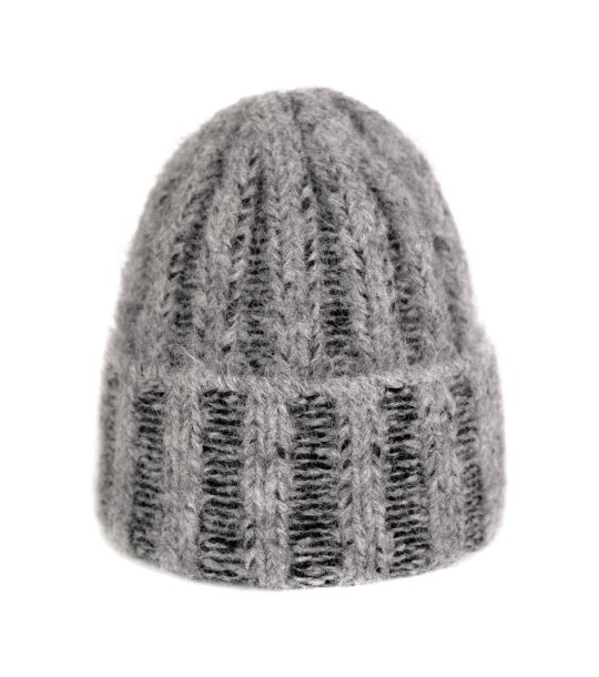 Шапка MANSON в черно и светлосиво с навит ръб снимка