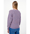 Дамски лилав меланж пуловер с V-образно деколте-2 снимка