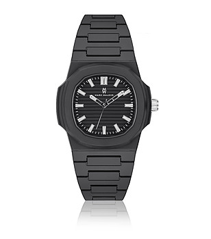 Черен кварцов мъжки часовник снимка