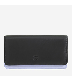 Дамски портфейл в черно и лавандулово с капак Canairе снимка