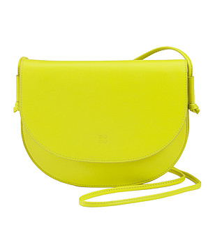 Дамска кожена чанта през рамо в цвят лайм Altea снимка