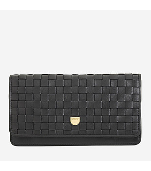 Черен дамски кожен портфейл с ефектен релеф Canarie снимка