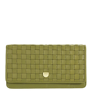 Маслинено зелен дамски кожен портфейл Canarie снимка