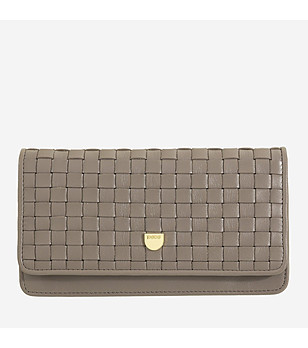 Дамски кожен портфейл в цвят таупе Canarie снимка