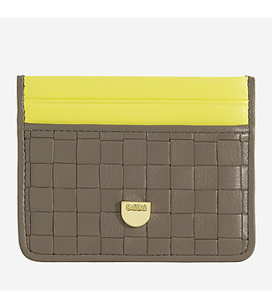 Картодържател в цвят таупе и лайм с плетен детайл Svalbard снимка