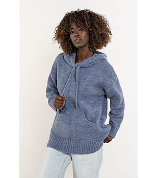 Син пуловер с качулка Alka снимка