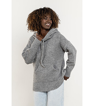 Сив пуловер с качулка Alka снимка