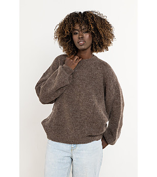 Кафяв пуловер с вълна и мохер Ula снимка