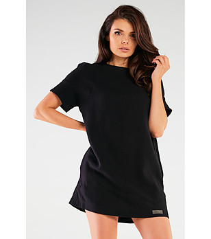 Черна памучна рокля с къс ръкав Noеmi снимка