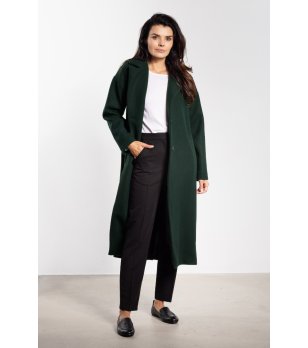 Дамско дълго палто в тъмнозелено  снимка