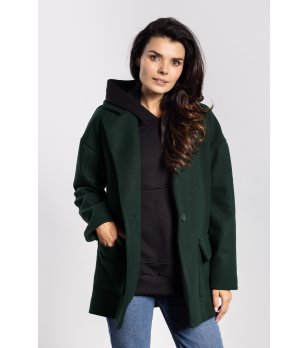 Дамско oversize зелено палто  снимка