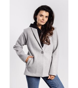 Сиво късо дамско палто снимка