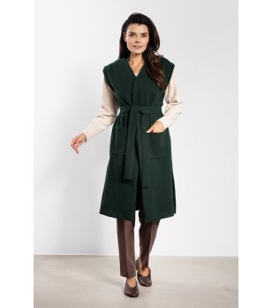 Тъмнозелен дълъг дамски елек  снимка