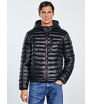 Мъжко черно яке HORP с качулка снимка