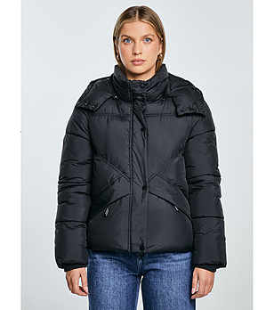 Дамско черно яке с качулка KELVIANA снимка