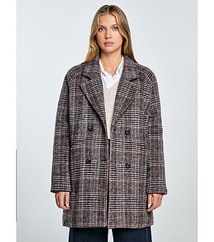 Дамско палто на каре ARIELA снимка