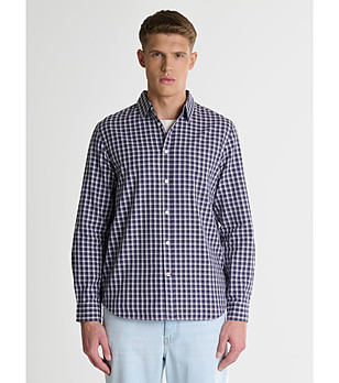 Мъжка памучна карирана риза FRANKINSI с дълъг ръкав снимка