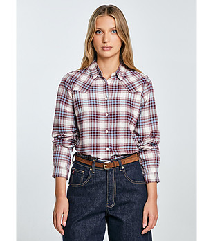 Дамска карирана риза с дълъг ръкав DRENI снимка