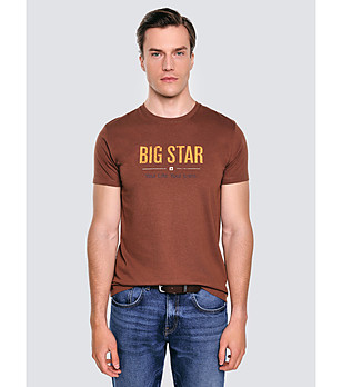 Кафява памучна мъжка тениска BRUNO снимка