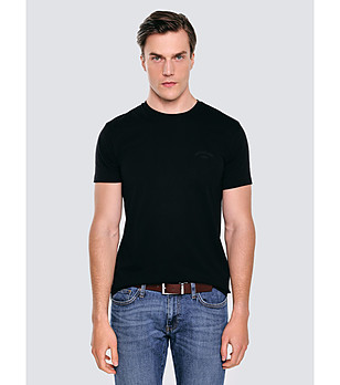 Черна памучна мъжка тениска VINCER снимка