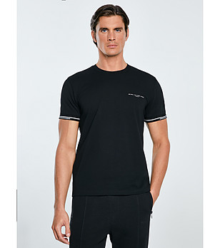 Черна памучна мъжка тениска WLADER снимка