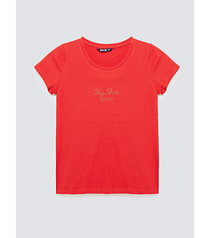 Червена дамска памучна тениска MALVINA снимка