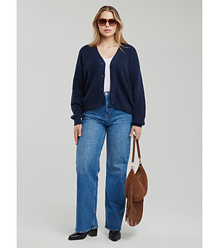 Тъмносиня дамска жилетка с памук снимка