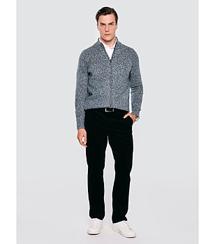 Мъжка плетена жилетка с цип снимка