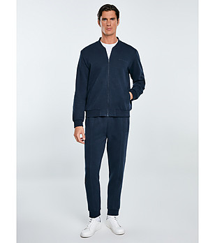 Мъжко тъмносиньо памучно спортно горнище снимка