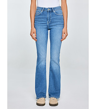 Дамски памучни светлосини дънки тип чарлстон Clara снимка