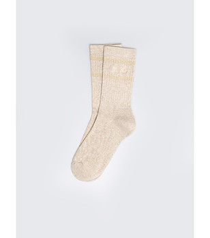 Дамски памучни бежови къси чорапи снимка