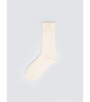 Дамски памучни чорапи до прасеца в цвят екрю снимка