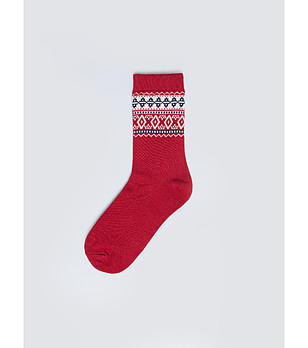 Чорапи с етно мотив STANDARD UNISEX в червено снимка