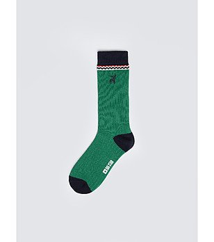 Чорапи в зелено с бродерия елен LONG LONG MEN снимка
