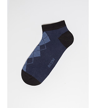 Мъжки къси чорапи в тъмносиньо с ромбове  снимка