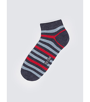 Мъжки памучни тъмносини къси чорап с райе  снимка