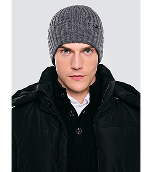 Сива мъжка зимна шапка HAMAN  снимка