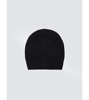 Черна дамска шапка с камъчета снимка