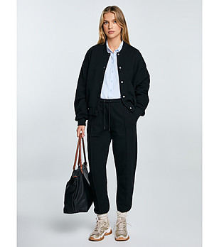 Дамски черен памучен панталон снимка