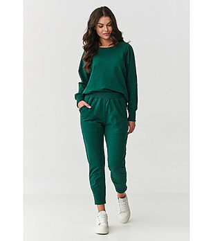 Памучен дамски комплект в зелено снимка