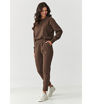 Памучен дамски комплект в кафяво  снимка