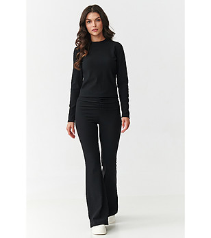 Дамски комплект от блуза и панталон от две части в черно снимка