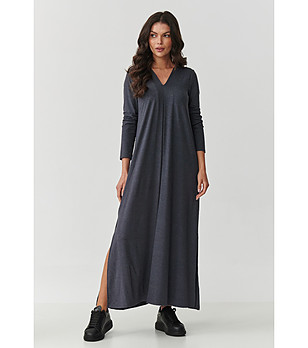 Дълга рокля в цвят антрацит снимка